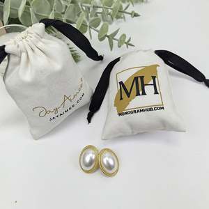 Petit sac cadeau à cordon recyclable en toile de coton, pochette pour bijoux, bagues, montres, lunettes, boucles d'oreilles, bracelets - Product Image 3