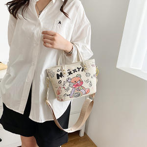 Factory Supplier Handbag Large Capacity Female Trend Personality Graffiti <b>Cute</b> <b>Bear</b> Shoulder Crossbody Bucket Bag - Product Image 4