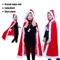 Adult Women's Christmas Red Hooded Cape mit weißem Pelz besatz Holiday Cloak Kostüm Party Outfit Dress Component