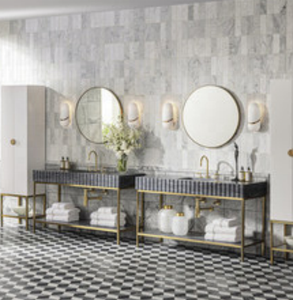 Luxe acrylique solide Surface salle de bain pierre lavage à la <span class=keywords><strong>main</strong></span> évier et blanc Suite salle de bain décor métal meubles conception personnalisée - Product Image 6