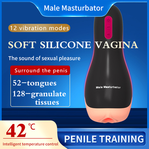 12 Modi Vibration Silikon Elektrische Auto Heizung Voice Play <span class=keywords><strong>Vagina</strong></span> Pocket <span class=keywords><strong>Pussy</strong></span> Men Vibrator Mastur bator Gerät für Männer - Product Image 2
