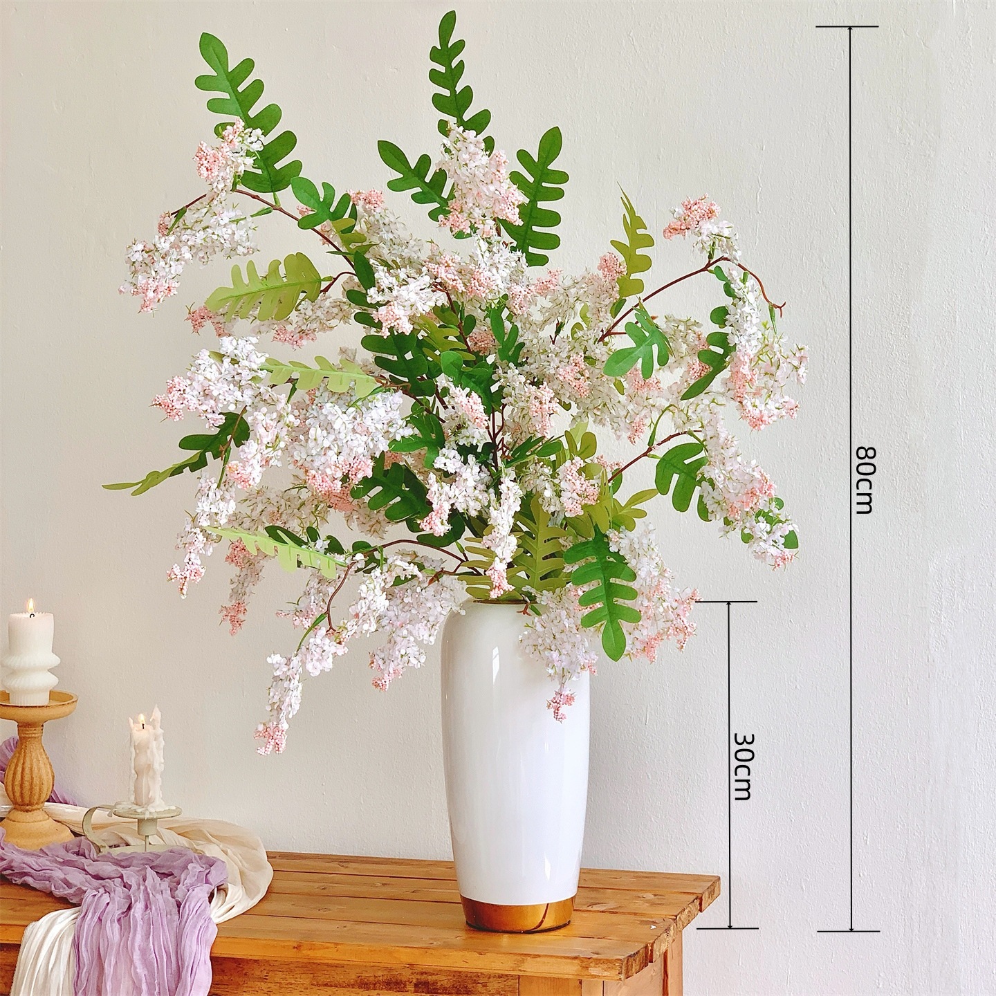 Grand flacon blanc 4 pièces rose clair avec bordure dorée