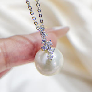 อุปกรณ์ทำเครื่องประดับมุก DIY ตัวเรือนจี้เงินแท้ S925 สำหรับลูกปัดขนาด 11-13 มม. ทรงเจ้าหญิง ตัวเรือนเปล่าสำหรับผู้หญิง มีตัวเลือกสีทองและสีเงิน - Product Image 1