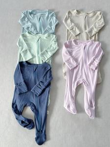 Rts Bamboe Rits Baby Pyjama Pasgeboren Baby Kleding Kleding Natuurlijke Stof Effen Effen Bamboe Sleeper Mouwen - Product Image 5