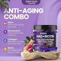 Gummies OEM Bioby NAD Biotine Collagène Resvératrol Anti-âge Soutien Beauté 10000mcg Biotine 60 Gummies