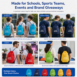 Zaino con Coulisse in Poliestere 600D Personalizzabile con Logo, Impermeabile, per Sport, Brand, Negozi, Squadre, Viaggi, Escursionismo, Fitness, Palestra - Product Image 2
