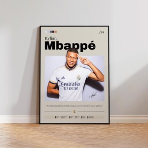 Affiche SQ <span class=keywords><strong>Kylian</strong></span> Mbappé Real Madrid, Impression Football, Décoration Murale, Star du Football, Légende Sportive, Tableau sur Toile - Product Image 1