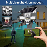 Cámara Solar V380 Pro de 3 Lentes, Exterior, IP66 Impermeable, Audio Bidireccional, Visión Nocturna en Color, Seguimiento de Movimiento Humano, Gran Angular, 4G/WiFi