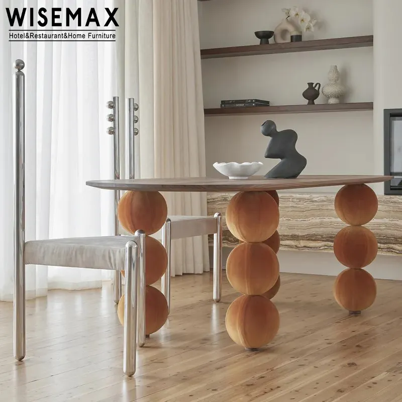 WISEMAX Chaise de salle à manger vintage en acier inoxydable du milieu du siècle art 2 tuyaux dossier haut avec six variations siège en fourrure boucle meubles de maison