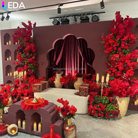 Perlengkapan Pernikahan LEDA Berkualitas Tinggi, Latar Belakang Dinding Lilin Angin India Akrilik Merah Besar