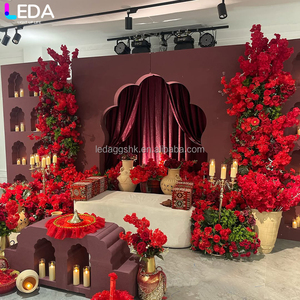 LEDA Wedding Supplies High Quality Large <b>Red</b> Acrylic Indian Wind <b>Candle</b> Wall Background - Product Image 3