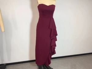 Sin tirantes piso longitud Vestido de hendidura alta volantes <span class=keywords><strong>Ropa</strong></span> Dama Vestido Para Fiestas, vestidos de noche de las mujeres Roupa Feminino vestidos rojos - Product Image 2