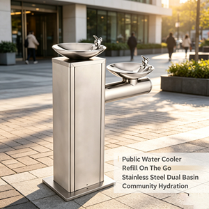 <span class=keywords><strong>Fontaine</strong></span> à eau publique en acier inoxydable, stable, électrique, à faible consommation d'énergie, durable, facile d'entretien quotidien, avec réfrigération. - Product Image 3