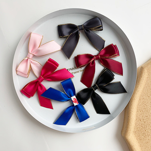 사용자 정의 50pcs 공장 도매 새틴 단색 포장 활 디자이너 인쇄 리본 크리스마스 선물 상자 병 폴리 에스테르 - Product Image 1