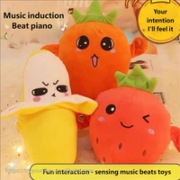 Piano musical interactif en peluche EPT avec détection de rythme, mignonnes poupées sensorielles en forme de fruits et légumes, pour bébés de 0 à 24 mois, Nouveauté 2026, Promotionnelle
