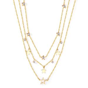 Nouveau design 2022 : Collier pendentif triple chaîne en acier inoxydable, motif étoile diamantée, délicat, populaire, cool, style hip-hop, tendance - Product Image 1