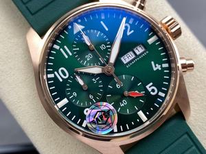 Reloj Mecánico de Súper Calidad 41.9mm APS Factory Cal. Reloj de Piloto Multifuncional 69385 Movement IW388110 en Verde Rosa - Product Image 6