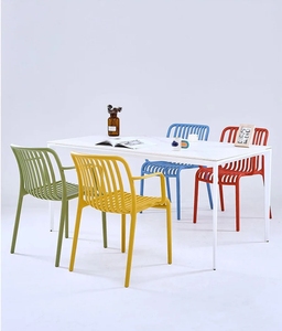 Nordic Contemporary Indoor/Outdoor Garden Furniture Stackable <b>Dining</b> <b>Armchair</b> Various Colors Made Durable Plastic for Hotels - Product Image 4