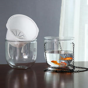 P441 <span class=keywords><strong>Pot</strong></span> de fleurs suspendu moderne et simple à fond rond transparent, pour culture hydroponique et en terre, auto-arrosant, pour personne paresseuse - Product Image 2