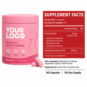 Cápsulas Probióticas Diarias para Mujeres, Fórmula Personalizada, Bajo MOQ, GMP, Veganas, XOS, Prebióticos, Equilibrio del pH, Frescura, Bienestar Íntimo - Product Image 3