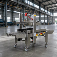 Machine d'emballage semi-automatique en acier inoxydable Goldtec GTF-5050G pour la fermeture de grandes boîtes en carton