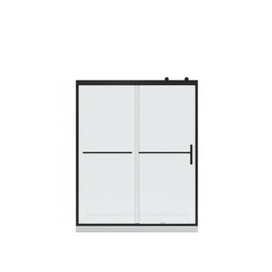 Puerta Corredera de Ducha con Vidrio Templado de 1/4 de Pulgada, Acabado Negro Mate, 50-54 x 70 Pulgadas - Product Image 1