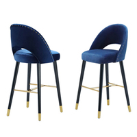 Tabouret de bar 002, luxe léger, cadre doré, tissu microfibre, chaise haute avec repose-pieds, tabouret de bar haut pour la maison, le pub, le restaurant