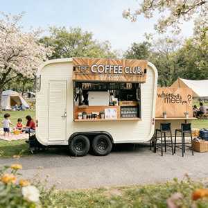 Multifunctional Combined Food <b>Trailer</b> Mobile Bar and Snack Cart for Party Events - Product Image 1