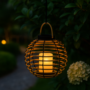 Kanlong 31.5*31.5*25cm Plastique Circulaire Vigne Led Lanterne Bougie À L'<span class=keywords><strong>intérieur</strong></span> Du Jardin <span class=keywords><strong>Solaire</strong></span> Rotin Lumière Lanterne - Product Image 4