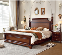 Lit de Roi Classique en Bois Massif Sculpté pour Villa et Mobilier de Chambre Antique GSA45-GSA46