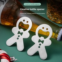 Ouvre-bouteille en acier inoxydable en forme de bonhomme de pain d'épices de Noël, mignon, pour fêtes de fin d'année, souvenir pour invités