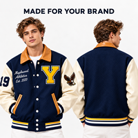 Blouson universitaire personnalisé OEM, corps en laine, manches en cuir, broderie de numéros et de lettres, logo, commande en gros, blouson de lycée, usine