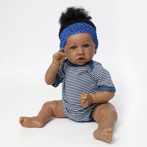 Tono de piel profunda Africana <span class=keywords><strong>morena</strong></span> vinilo realista silicona Reborn Baby Doll Kit juguetes niños regalos muñeca de moda duradera - Product Image 4