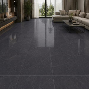 กระเบื้องหินอ่อนสีดำขัดเงามันวาวขนาด60x120กระเบื้องปูพื้นพอร์ซเลนเคลือบเงาผลิตหินขัดผิว - Product Image 1