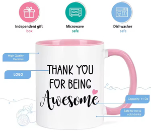 Tasses à café en céramique personnalisées les plus populaires de 11 oz, vierges pour sublimation, avec intérieur et anse colorés - Product Image 2