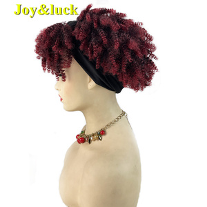 Perruque Afro <span class=keywords><strong>avec</strong></span> <span class=keywords><strong>frange</strong></span> synthétique, perruque courte crépue et bouclée rouge, prix en gros, pour femmes - Product Image 4