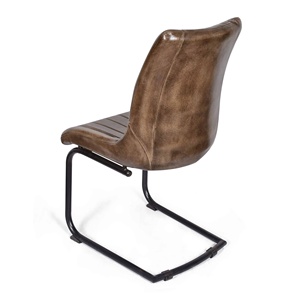 Sillas de comedor contemporáneas con estructura metálica y tapicería de cuero, con respaldo de soporte y asiento acolchado cómodo para el área de comedor. - Product Image 1