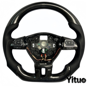 Volante Personalizado de Fibra de Carbono Compatible con Volkswagen Golf, Passat, Bora, <span class=keywords><strong>Polo</strong></span>, Sagitar MK6, MK5 GTI GTD TDI - Product Image 1