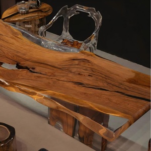 Mesa <span class=keywords><strong>de</strong></span> Comedor Personalizada <span class=keywords><strong>de</strong></span> Alta Gama, Fabricada con Madera Maciza <span class=keywords><strong>de</strong></span> <span class=keywords><strong>Olivo</strong></span> y Resina Epoxi Transparente Saturada, Estilo Cristal <span class=keywords><strong>de</strong></span> Hielo, Precio <span class=keywords><strong>de</strong></span> Fábrica - Product Image 2