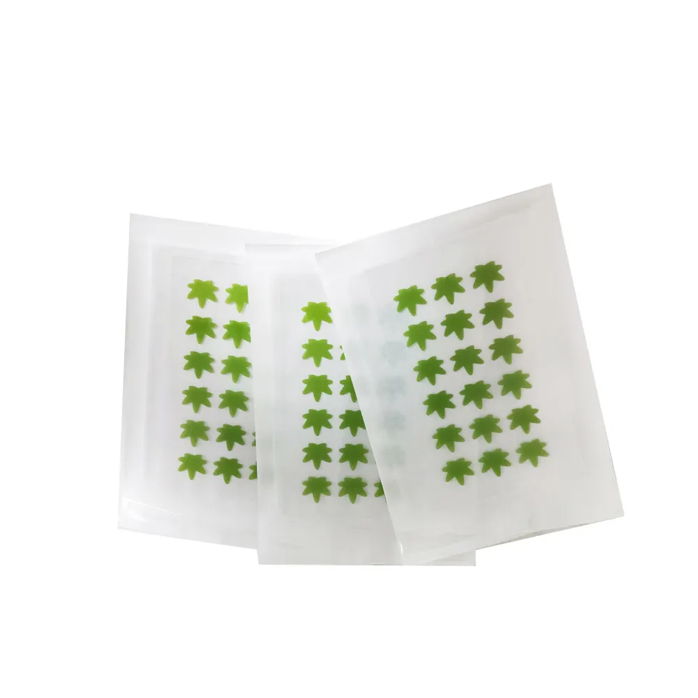 Green Leaf Shape Hydrocolloid Acne Patch Natural Pimple Solution Acnes Remedy Zit Relief Acne Treatment Patch Custom