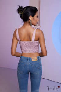 Áo dây cami ren hoa màu hồng nhạt bán chạy nhất dành cho nữ năm 2022, kiểu bustier gợi cảm, trang phục mùa hè - Product Image 3