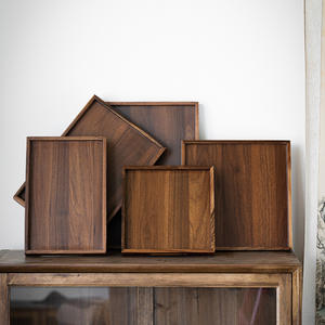 Plateau à thé minimaliste en bois de noyer moderne plateau de rangement pour les plantes et les tasses pour le salon de thé plateau de fruits chinois pour les bonbons et les collations - Product Image 2
