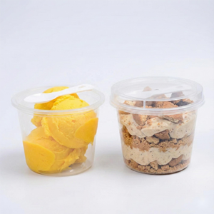 أكواب آيس كريم بلاستيكية مع أغطية من البولي إيثيلين تيريفثالات والبولي بروبيلين، أكواب جيلاتو ويوغورت مجمد يمكن التخلص منها مع طباعة مخصصة - Product Image 1