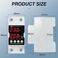 Protector de sobretensión y subtensión ajustable JIUJI JJVPD1-40 para riel DIN, fácil instalación, pantalla LED dual VA, 40A 63A 80A 100A, certificado CE