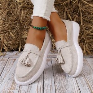 IStapromo Gifts Mocassins à pampilles pour femmes, chaussures plates à enfiler, bout rond, décontractées, pour la marche, toutes saisons - Product Image 3