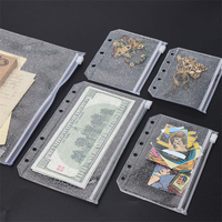 Pochettes pour classeurs A5 A6 A7 en PVC souple transparent à paillettes, pochettes pour feuilles mobiles, porte-cartes transparent, enveloppe à monnaie en plastique à chargement latéral
