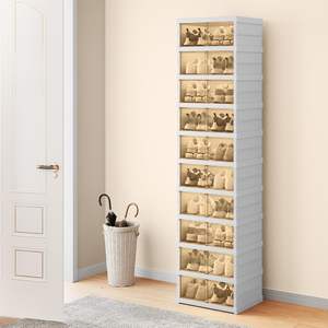 Nueva actualización transparente plegable caja de almacenamiento de zapatos de doble nivel Material PP a prueba de polvo Zapatero organizador de gabinete para el hogar - Product Image 3