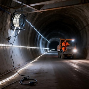 Bande <span class=keywords><strong>LED</strong></span> SMD 2835 220V à double rangée pour tunnel minier, 10m <span class=keywords><strong>25m</strong></span> avec enrouleur portable pour l'éclairage de l'industrie de la construction, norme européenne - Product Image 6