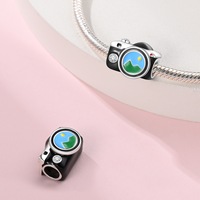 Reise-Stil Kreative Fahrrad-Kameratasche Perlenanhänger DIY Charms Schmuckherstellung Zubehör Armband Damen 925 Silber Schmuck Geschenk