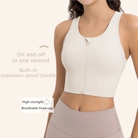 Xsunwing nouveau entraînement Yoga Gymwear gilet course fixe tasse sous-vêtements dos maille couture avant Zip sport soutien-gorge haut Fitness WDQ109